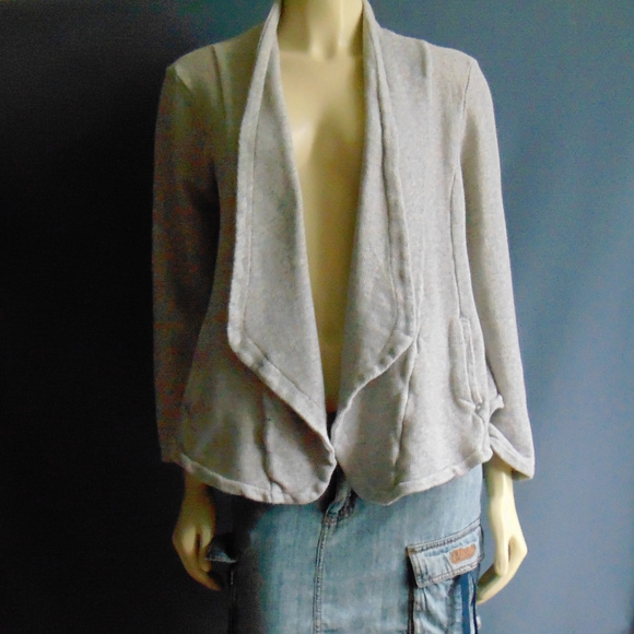 Anthro Postmark Gray Sweatshirt High Low Jacket M - Picture 4 of 6